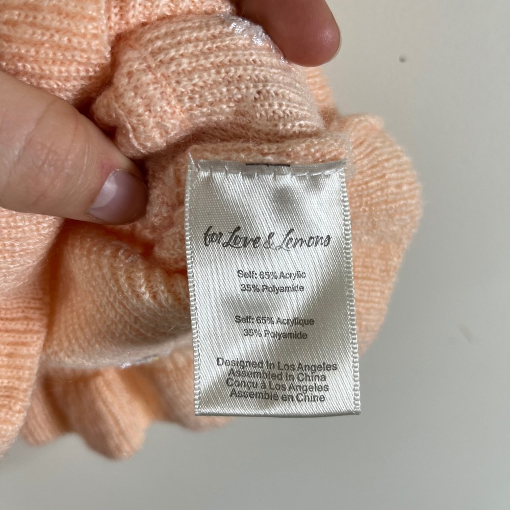 For Love And Lemons Embroidered Buds Knitted Tank Top Peach Pink Womens XS - Picture 7 of 7